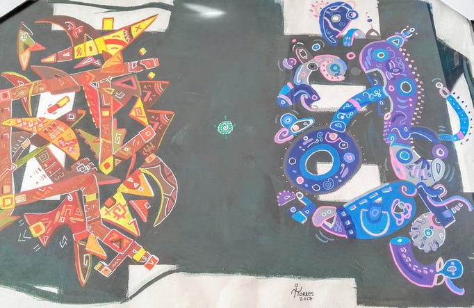 Sol y Luna XII 60x40 cm Huile et acrylique sur amate. 2017