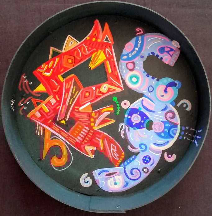 Sol y Luna XVIII 24 cm Ø  Acrylique sur bois. 2017