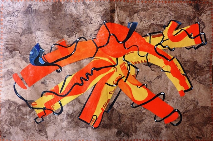 Amate 40x60 cm, acrylique et huile sur "amate" 2011