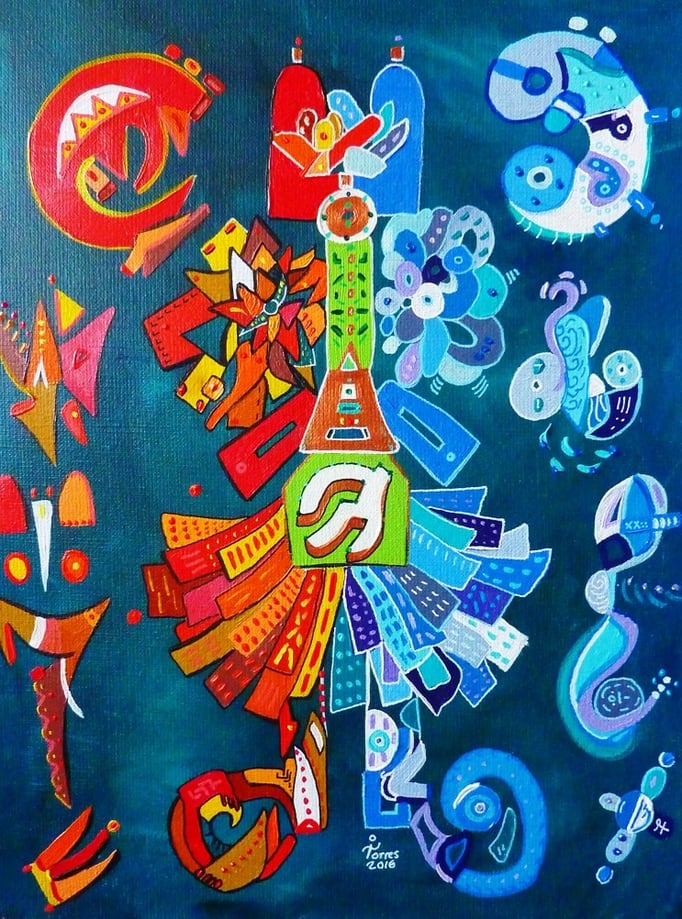 Sol y Luna VIII 40x20 cm (mini). Acrylique sur lin, 2016.