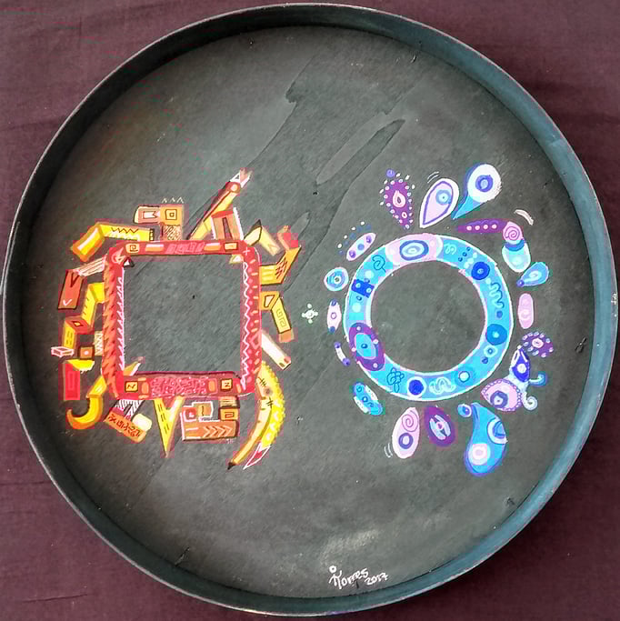 Sol y Luna XIX 35 cm Ø  Acrylique sur bois. 2017