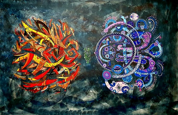 Sol y Luna XXVII, 113x164 cm, acrylique sur toile, 2020.
