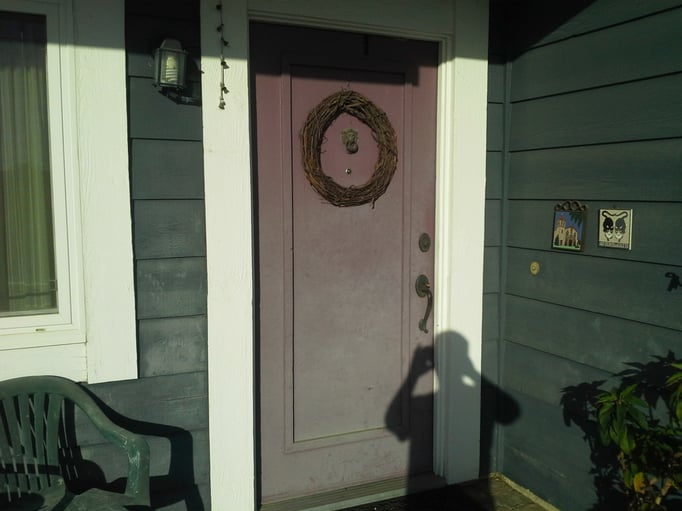 Purple Door has faded but no blisters after 9 years.
