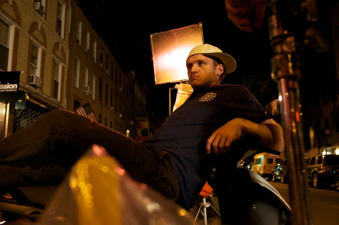 Late night on set. Duncan Skiles' "The Fuzz"