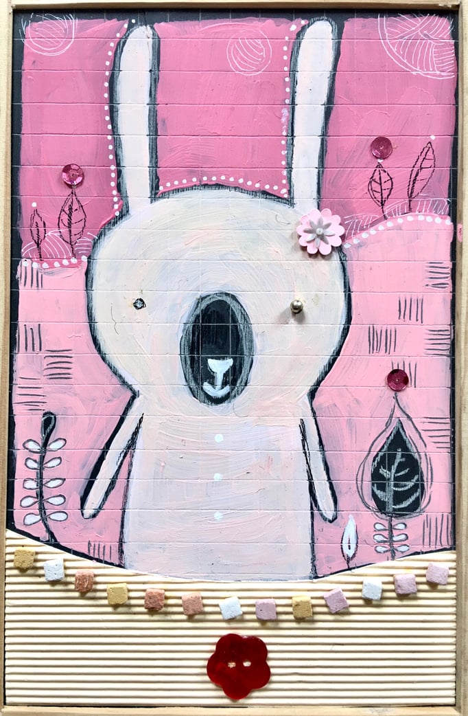 VENDU/"LAPIN" - Création sur ardoise / 18 cm x 26 cm / 70 €