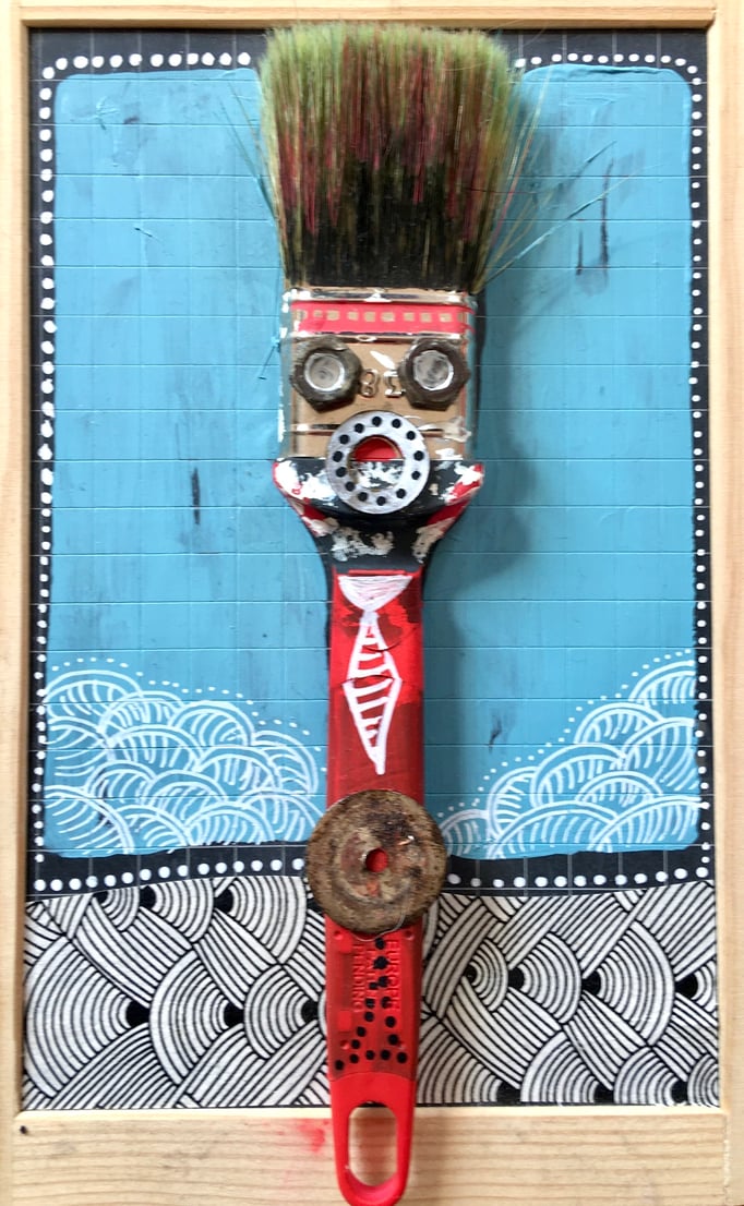 "SEUL..." - Création sur ardoise / 18 cm x 26 cm / 70 €