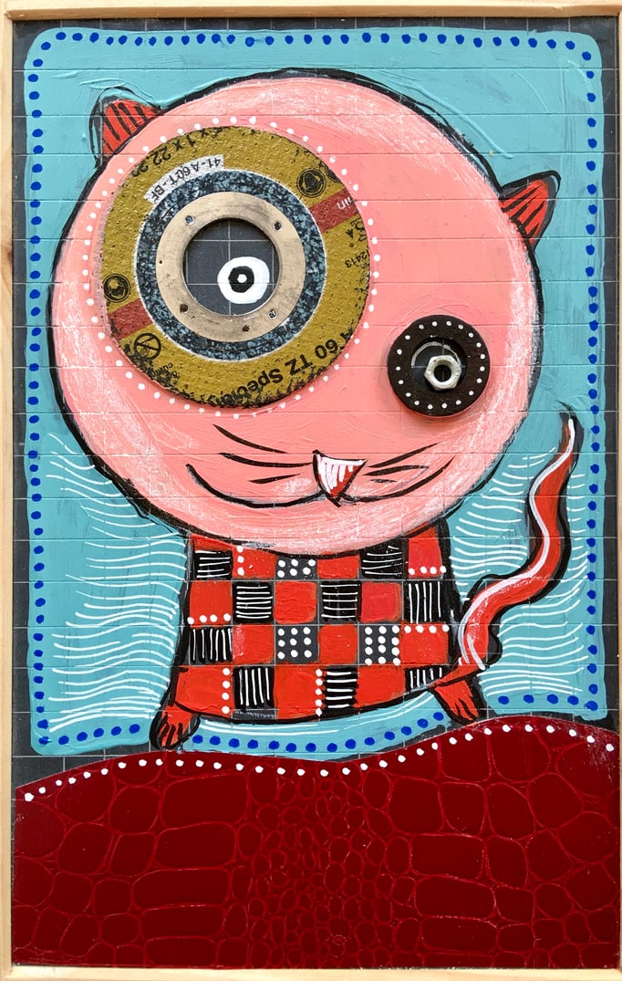 "CHAT" - Création sur ardoise / 18 cm x 26 cm / 70 €