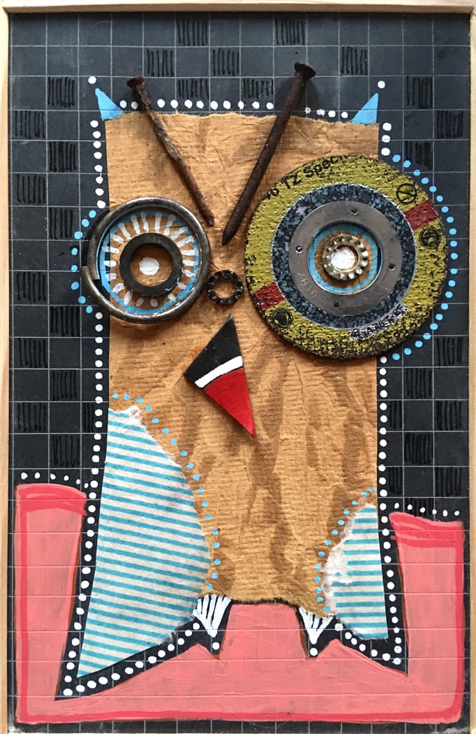 "HIBOU" - Création sur ardoise / 18 cm x 26 cm / 70 €