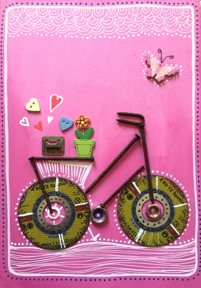 "EN BALADE" - Création sur contreplaqué / 21 cm x 30 cm / 80€