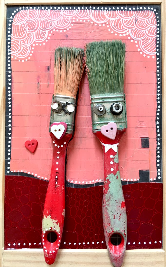 VENDU/"L'AMOUR" - Création sur ardoise / 18 cm x 26 cm / 70 €