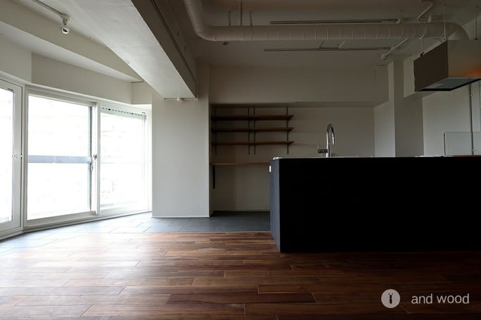 ブラック ウォールナット ウォルナット フローリング マンション リノベーション andwood アンドウッド