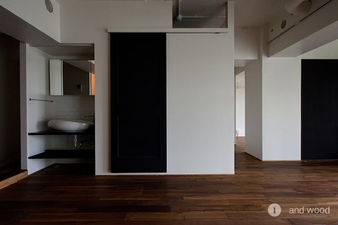 ブラック ウォールナット ウォルナット フローリング マンション リノベーション andwood アンドウッド