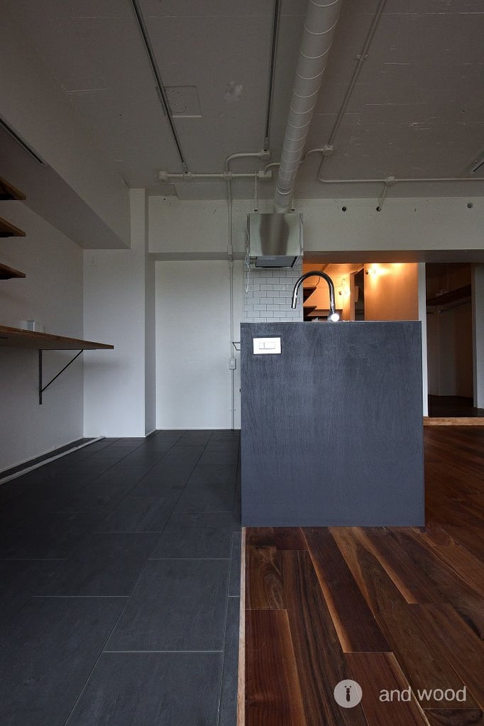 ブラック ウォールナット ウォルナット フローリング マンション リノベーション andwood アンドウッド