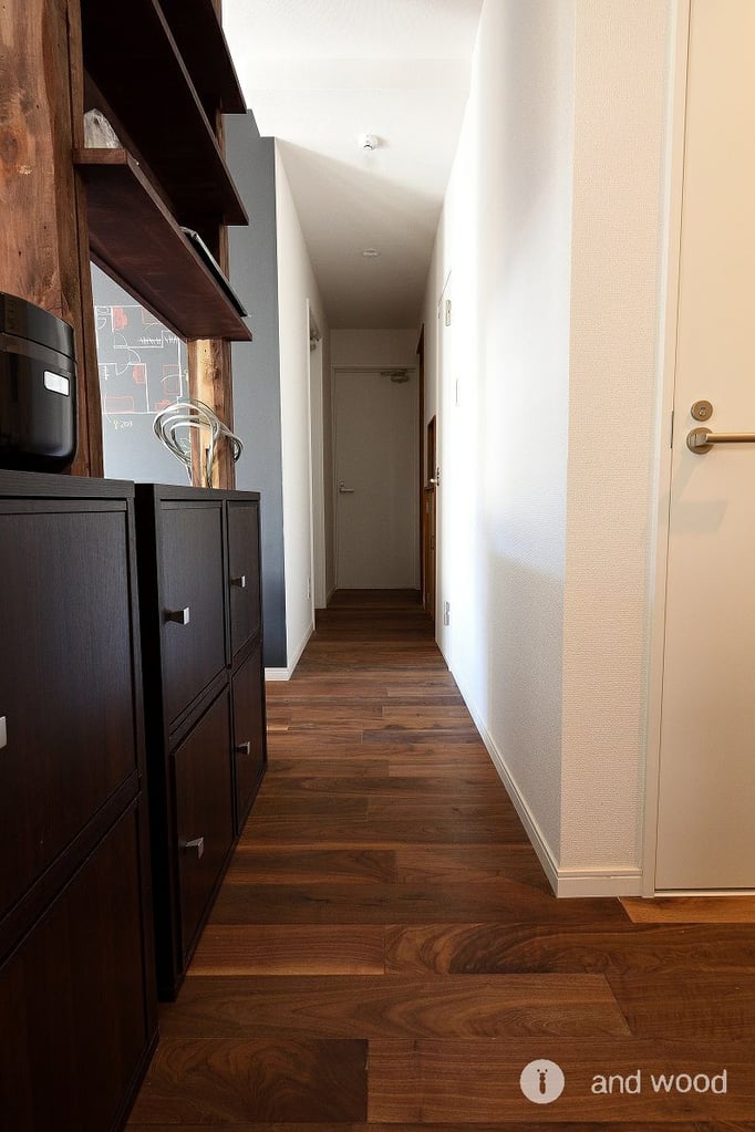 ウォールナット フローリング 施工例 andwood アンドウッド シェアハウス