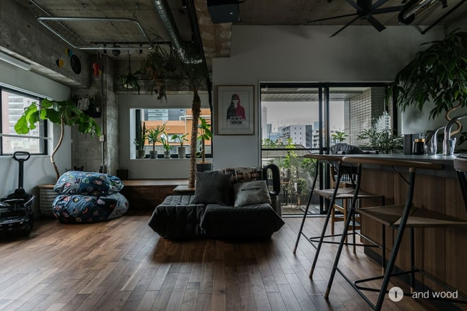 アメリカン ブラック ウォールナット フローリング 幅細 プライウッド マンション リノベ andwood アンドウッド 施工例 9