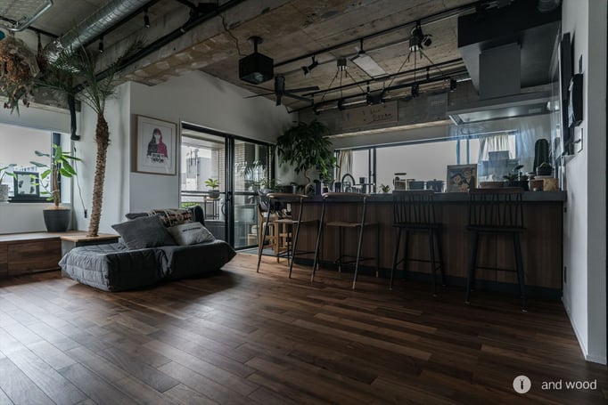 アメリカン ブラック ウォールナット フローリング 幅細 プライウッド マンション リノベ andwood アンドウッド 施工例 2