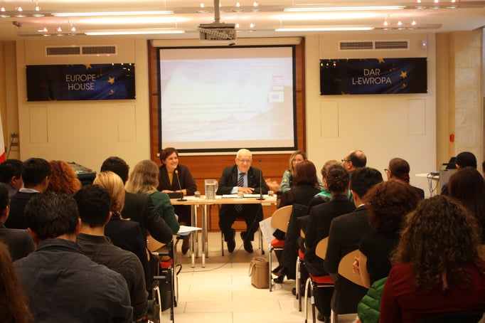 L-R: Dr Elena Grech, Dr Awni Behnam, Ms Antonella Vassallo. Photo Credit: Florian Trinquand, Intern, IOI Malta