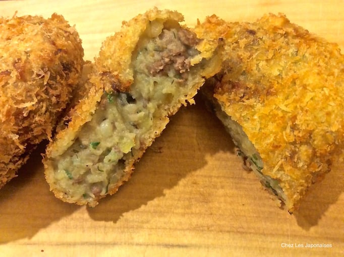 コロッケ Croquette japonaise au boeuf, oignons caramélisés