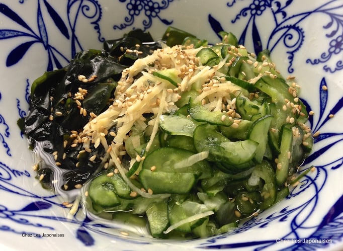 きゅうりとワカメの酢の物 Salade de Concombre et Wakamé