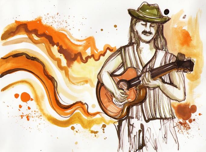 "Combo Libre Livedrawing" (Bielefeld), markers, gouache and ink, 2018