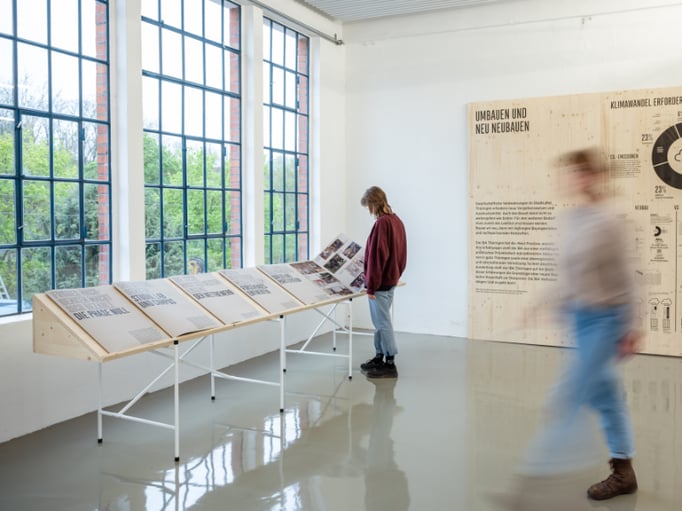 Gränz Innenausbau 02.05.2023 Apolda Abschlussausstellung der Internationalen Bauausstellung Thüringen IBA StadtLand von Thüringen lernen im Eiermannbau (Apolda) Foto Thomas Müller_10