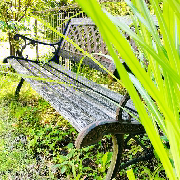 庭の片隅のベンチ。