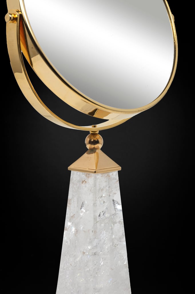ROCK CRYSTAL AND MALACHITE TABLE MIRROR BY ALEXANDRE VOSSION