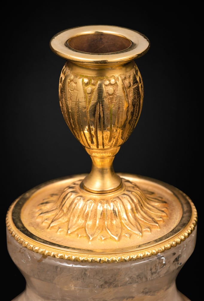 Pair of Rock Crystal and Gilt-Bronze Lamps /Candlesticks Louis the XVI th Style