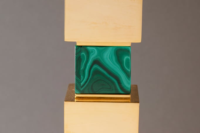 rock crystal and malachite lamps BY ALEXANDRE VOSSION
