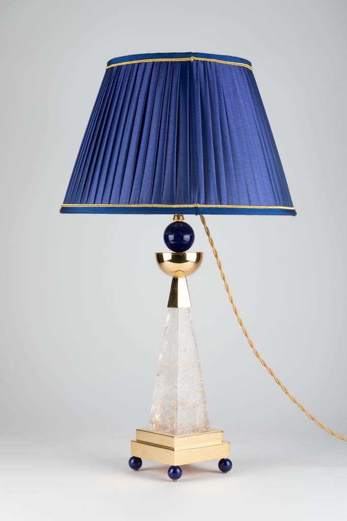 ROCK CRYSTAL AND LAPIS LAZULI LAMPS BY ALEXANDRE VOSSION