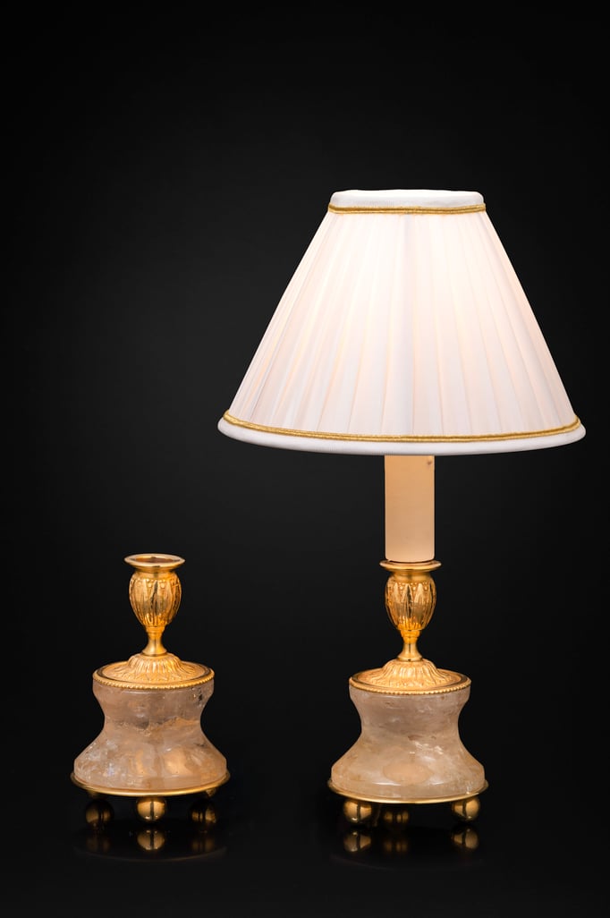 Pair of Rock Crystal and Gilt-Bronze Lamps /Candlesticks Louis the XVI th Style