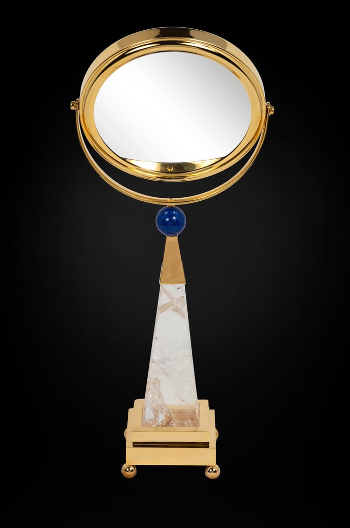 ROCK CRYSTAL AND LAPIS LAZULI TABLE MIRROR BY ALEXANDRE VOSSION