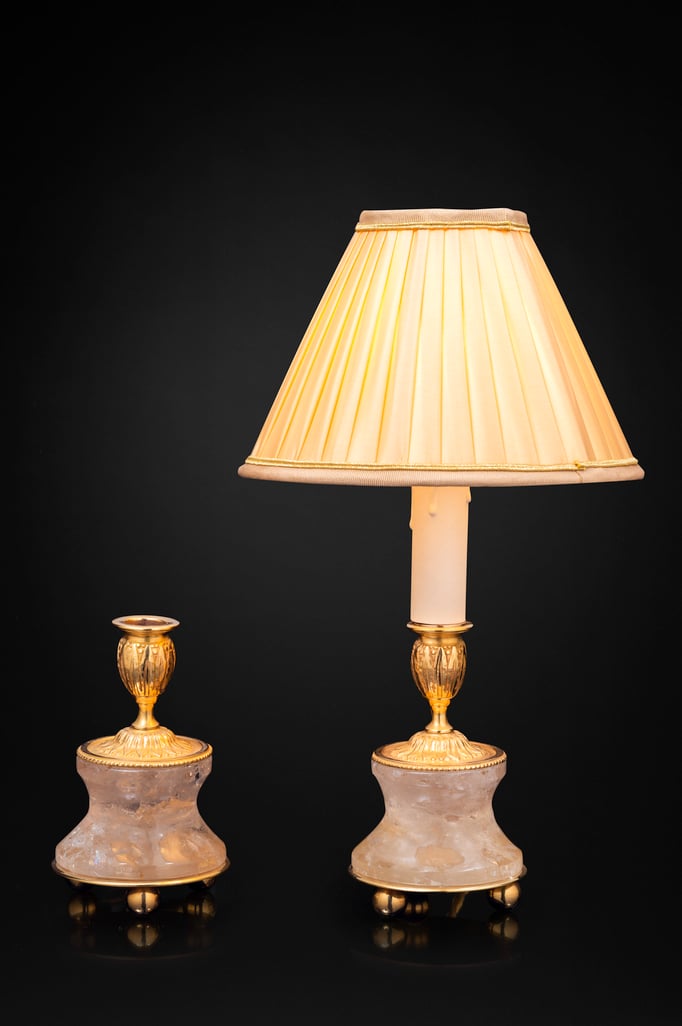 Pair of Rock Crystal and Gilt-Bronze Lamps /Candlesticks Louis the XVI th Style