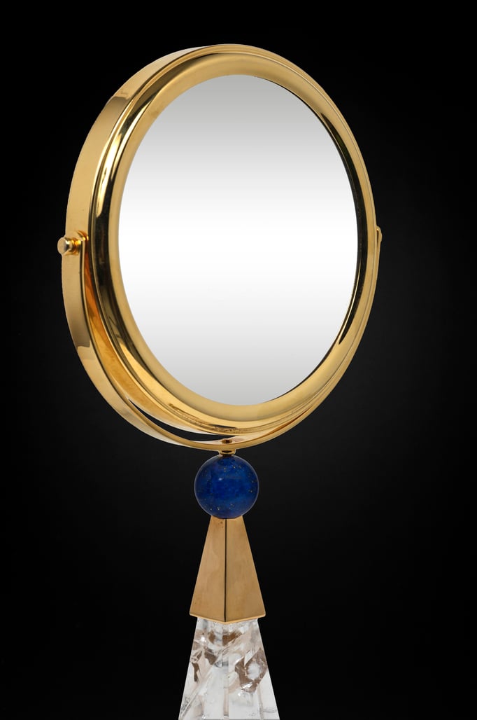 ROCK CRYSTAL AND LAPIS LAZULI TABLE MIRROR BY ALEXANDRE VOSSION