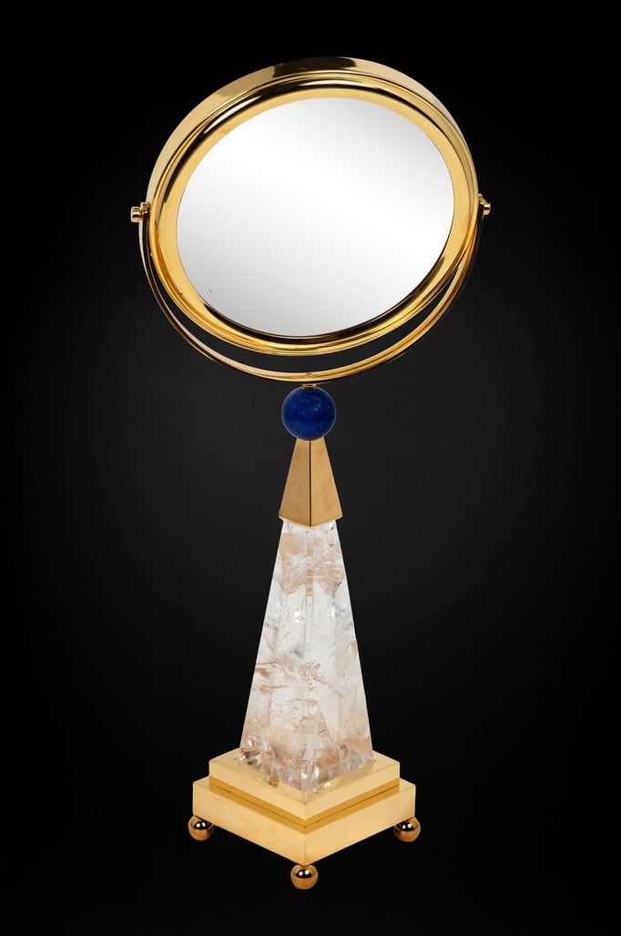 ROCK CRYSTAL AND LAPIS LAZULI TABLE MIRROR BY ALEXANDRE VOSSION