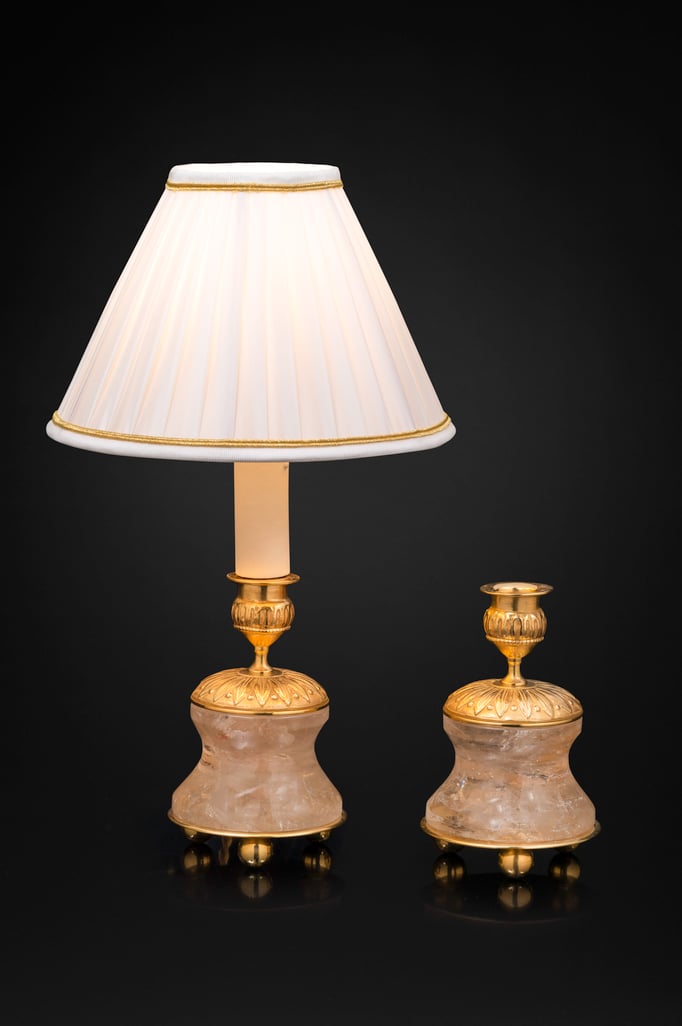 Pair of Rock Crystal and Gilt-Bronze Lamps /Candlesticks Louis the XVI th Style