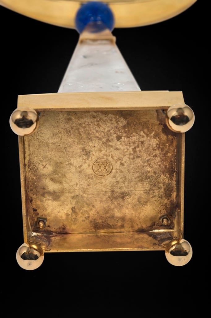 ROCK CRYSTAL AND LAPIS LAZULI TABLE MIRROR BY ALEXANDRE VOSSION