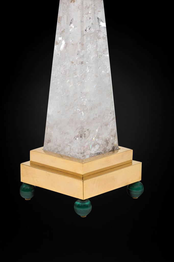 ROCK CRYSTAL AND MALACHITE TABLE MIRROR BY ALEXANDRE VOSSION