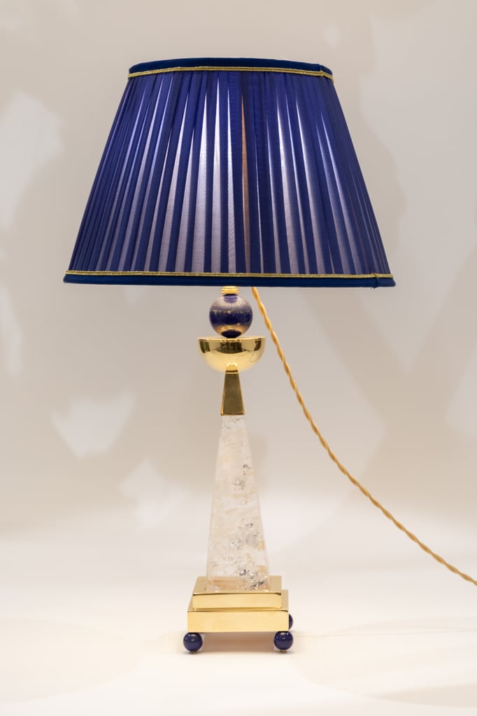 ROCK CRYSTAL AND LAPIS LAZULI LAMPS BY ALEXANDRE VOSSION