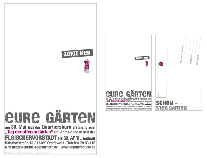 Plakat + Postkarte für das Quartiersbüro Fleischervorstadt HGW