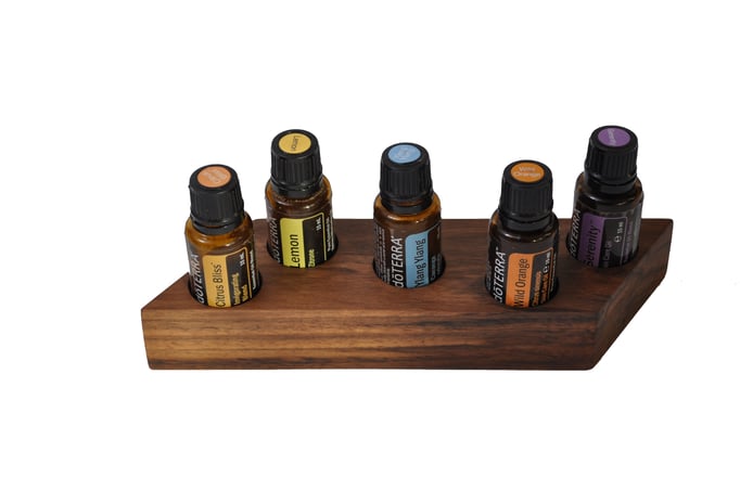Wallnussholz Aufsteller/Display für 5 Fl. dōTERRA oil Nr.13