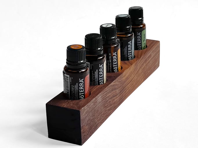 Walnußholz Aufsteller/Display für 5 Fl. dōTERRA oil Nr.21