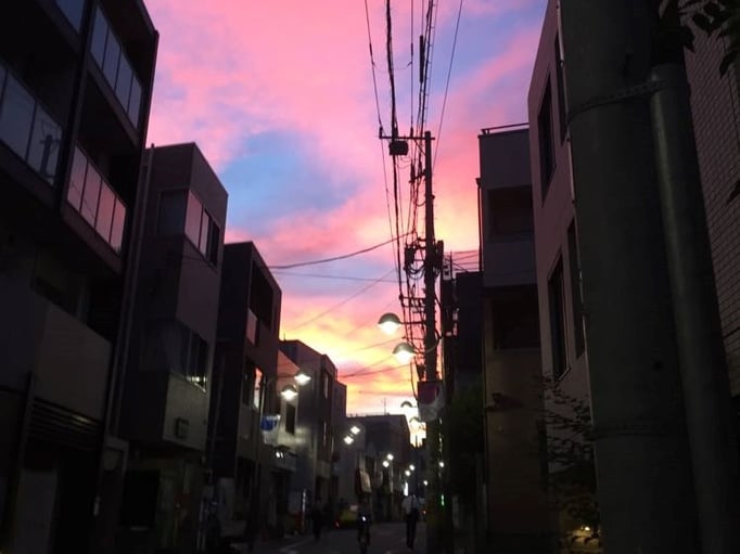 2021/09 商店街の夕焼け　中央中通り商店街