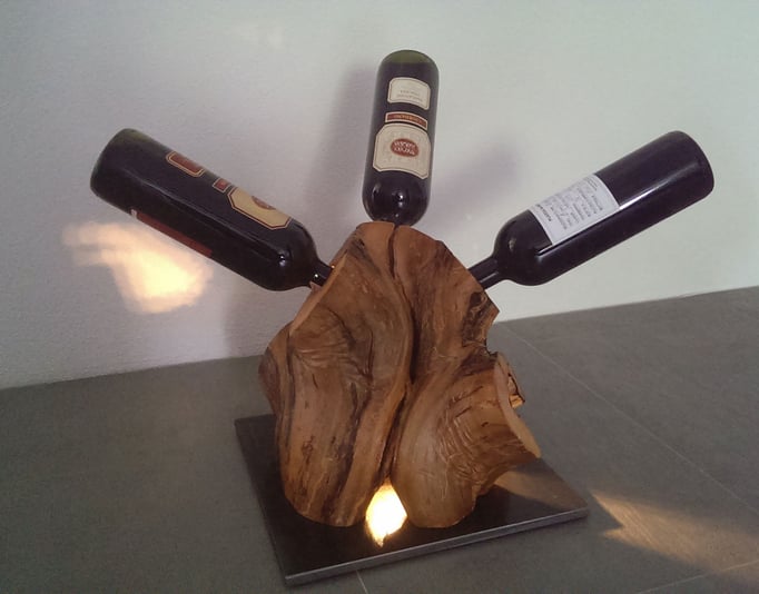 Weinständer Apfelholz mit LED Beleuchtung