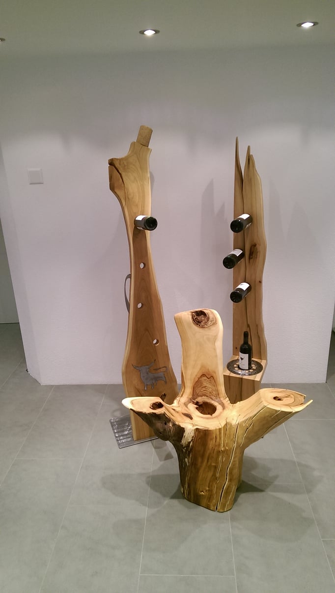 Weinregal Kirschholz - Launchsessel in Apfelholz