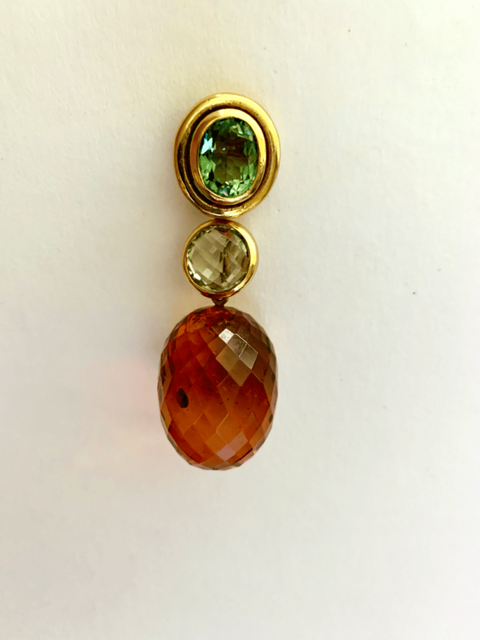 Oldenburg mit Topas beh. P.a.A., Zwischenstück 10 mm  mit Prasiolith €285,00 , Bersteinpampel P.a.A.