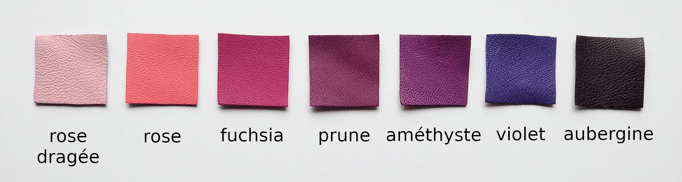 Le cuir du rose dragée à l'aubergine