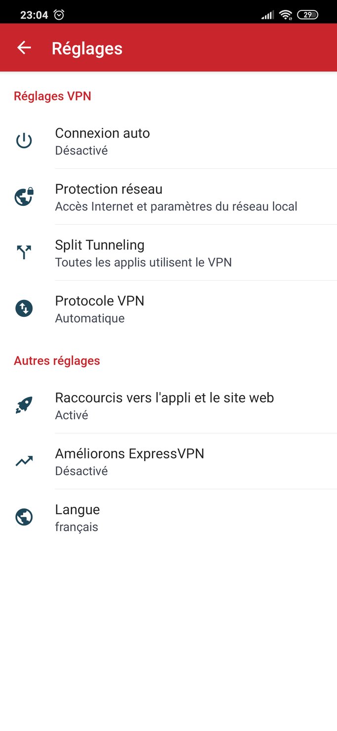 ExpressVPN interface Android