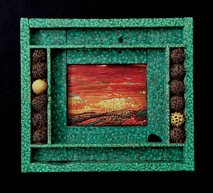 44)  RISE AND FALL, acrylic on wood panel, 13”x 14.5”, 2022      