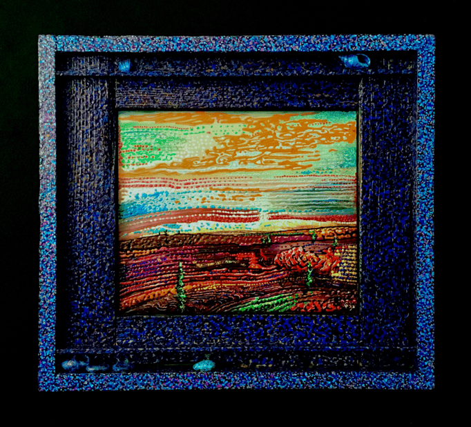 34)  SPLIT LEVEL, acrylic on wood panel, 17.25”x 17.25”, 2022    